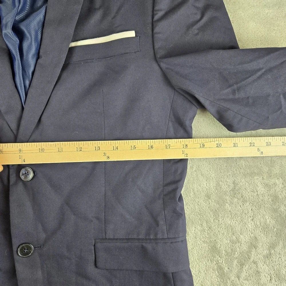 Zara Blazer Jacket Mens 38 Navy Blue Stretchy 2 Buttons Modern Cocktail Career